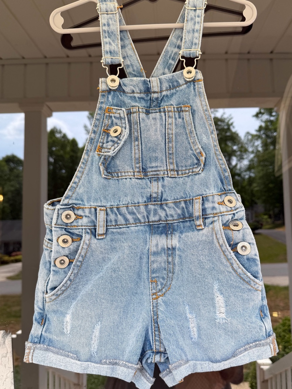Zara Light Blue Denim Short Overalls